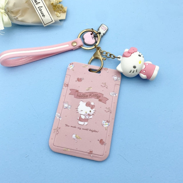 【buy 2 get 1 free】Kawaii  Keychain Cartoon Cat Sliding Card Holder